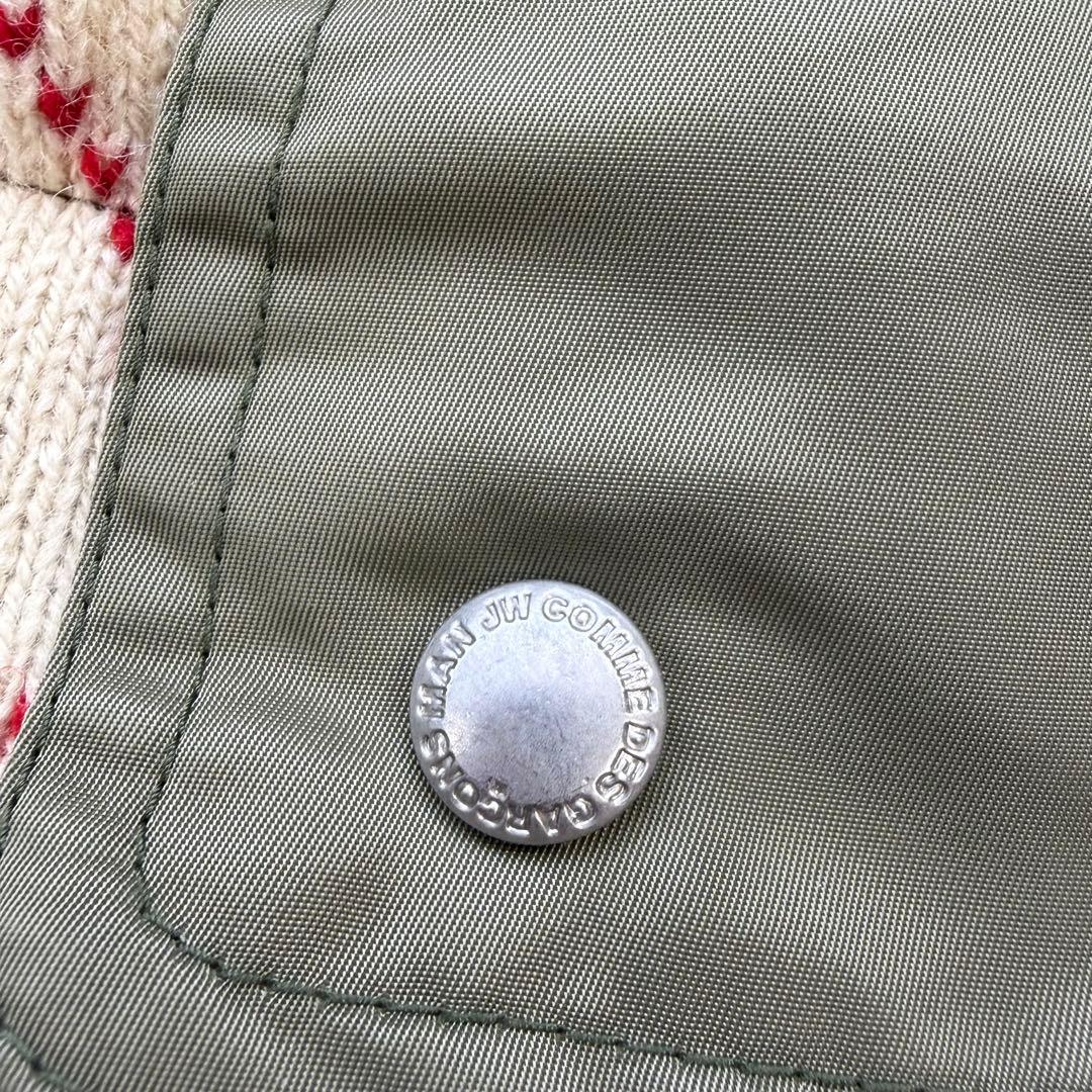 ジュンヤワタナベ アーガイル ニットパーカー ウール カーキ フロントポケット