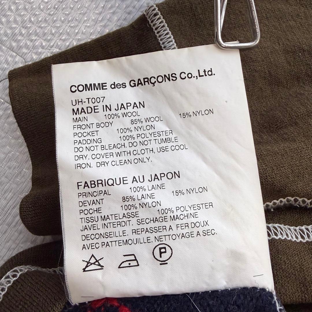 ジュンヤワタナベ アーガイル ニットパーカー ウール カーキ フロントポケット