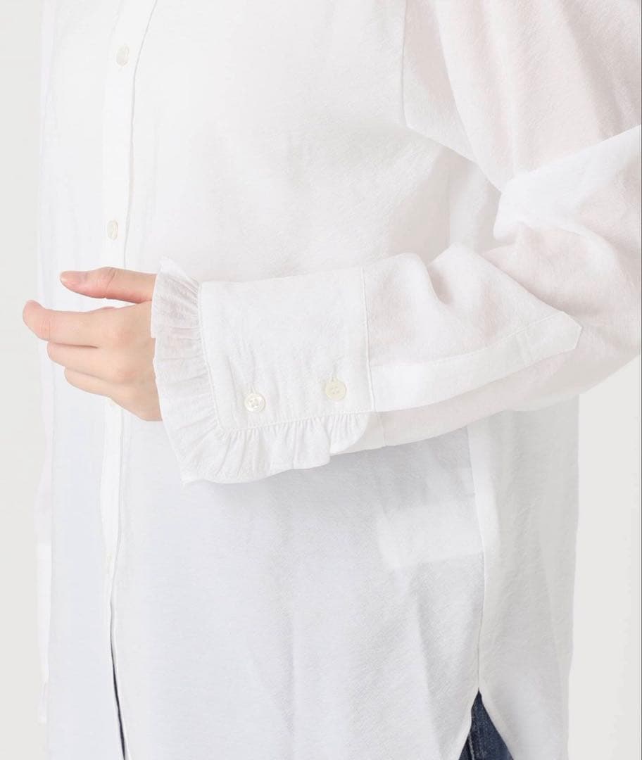 スピック&スパン　フリルカラーブラウス　ホワイト　タグ付き新品未使用