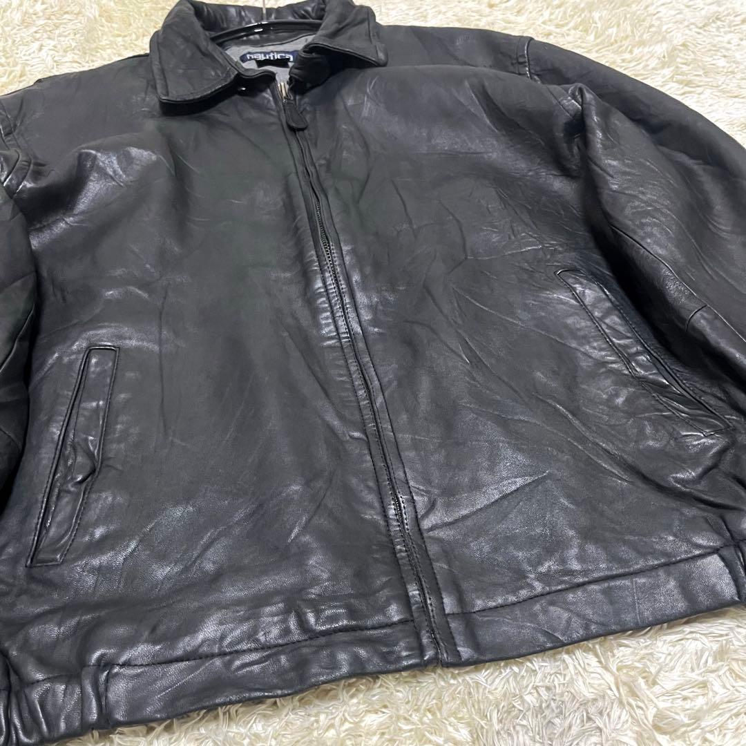 Nautica 名作 レザージャケット 90s　46　大きいサイズ　ノーティカ