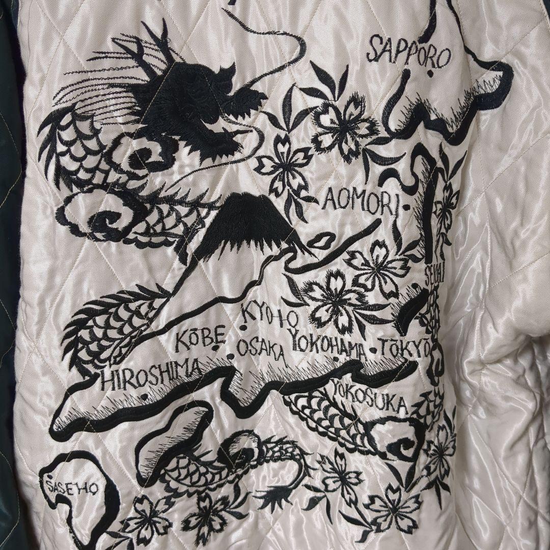 グ*ー様 テーラー東洋 別珍 スカジャン 黒虎×日本地図 L 渋谷龍太着用 TT