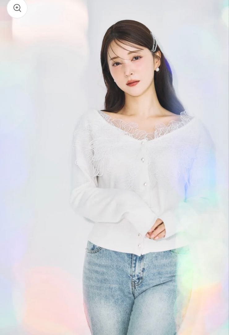 polaura レースフリルカーディガン