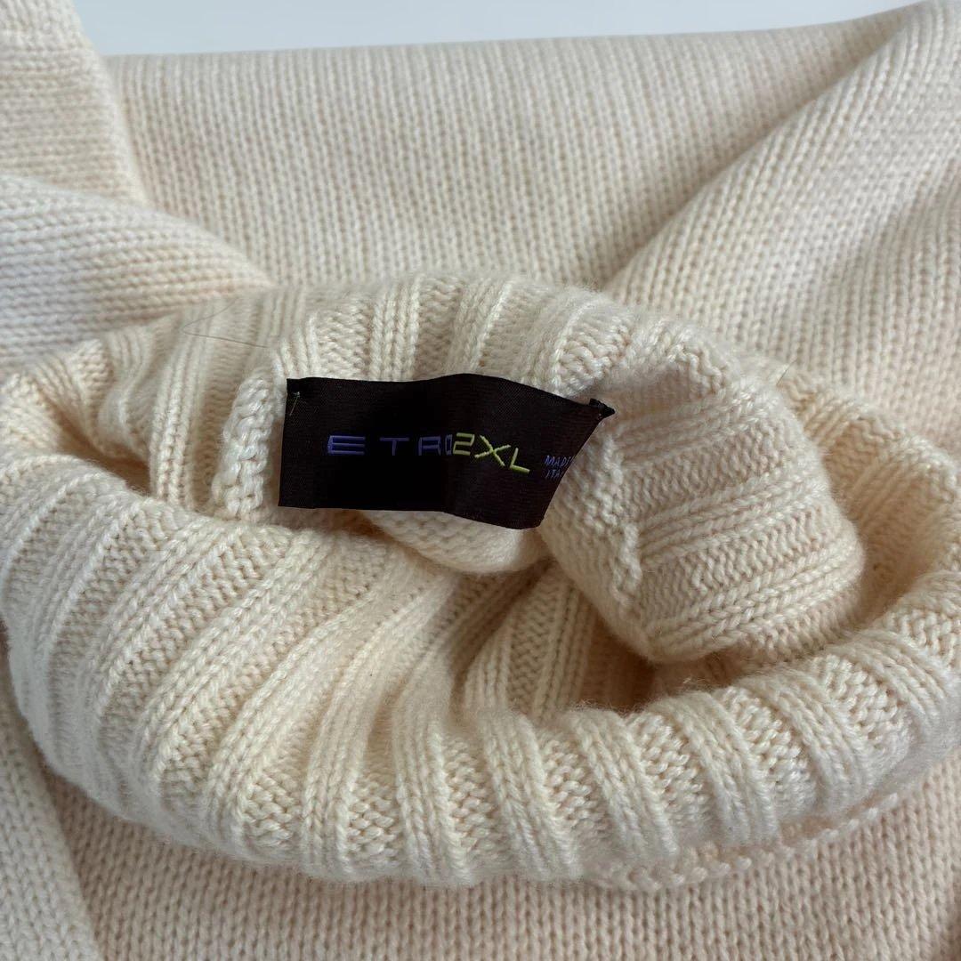 エトロ　カシミヤ100 クリーム色 タートルネックニット
