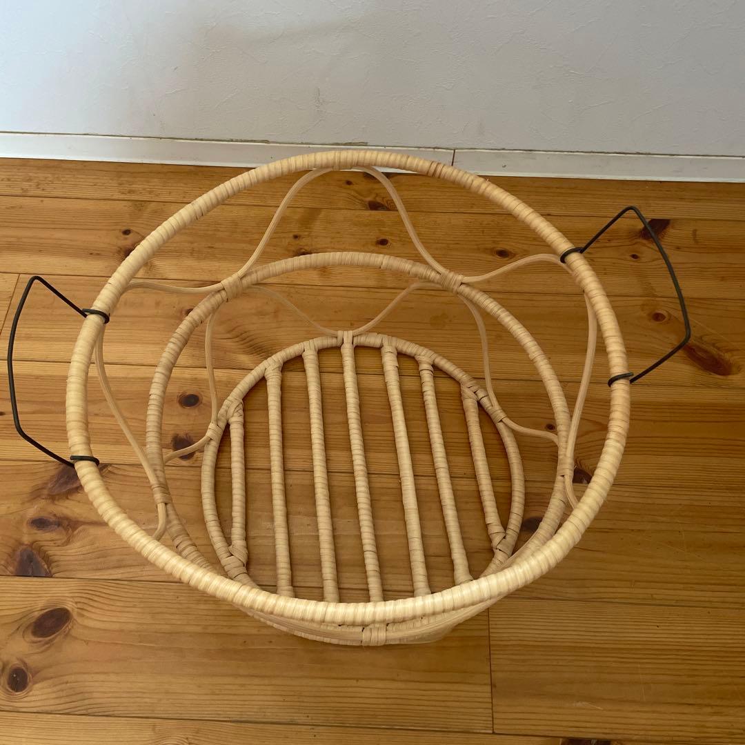 F/style エフスタイル 籐の波型バスケット 丸型 ラタン