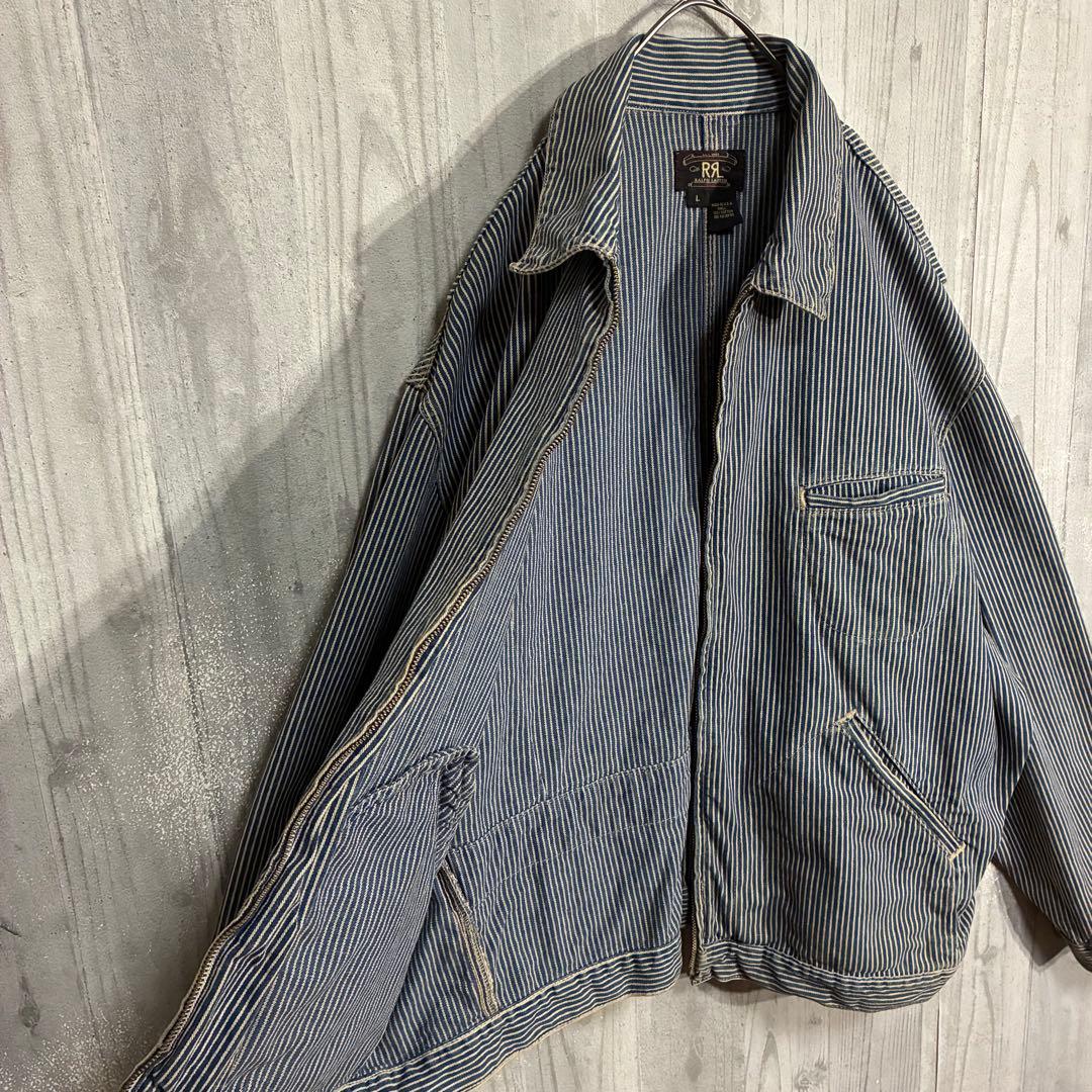 【三つ星タグ90s】ダブルアールエル　ヒッコリーストライプ　ワークジャケット　L