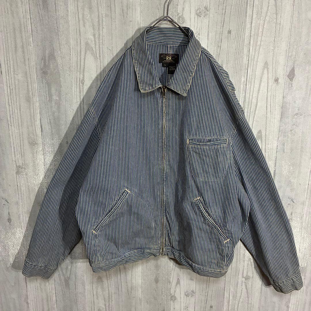 【三つ星タグ90s】ダブルアールエル　ヒッコリーストライプ　ワークジャケット　L