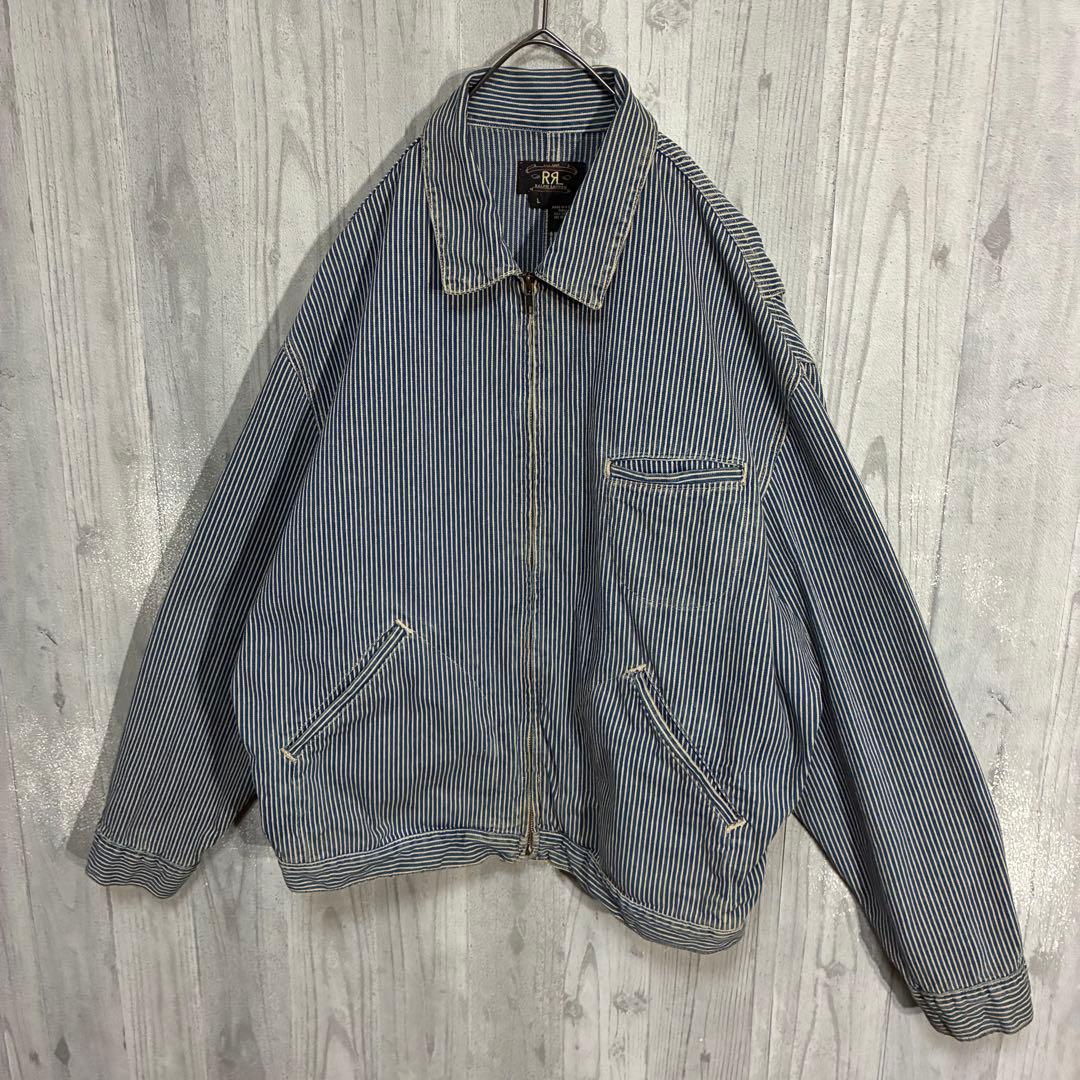 【三つ星タグ90s】ダブルアールエル　ヒッコリーストライプ　ワークジャケット　L