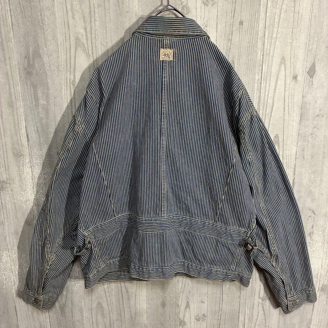 【三つ星タグ90s】ダブルアールエル　ヒッコリーストライプ　ワークジャケット　L