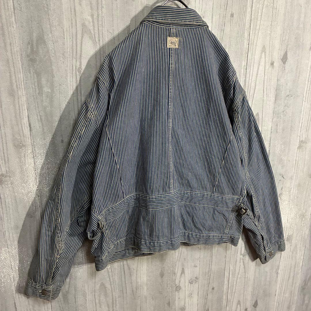 【三つ星タグ90s】ダブルアールエル　ヒッコリーストライプ　ワークジャケット　L