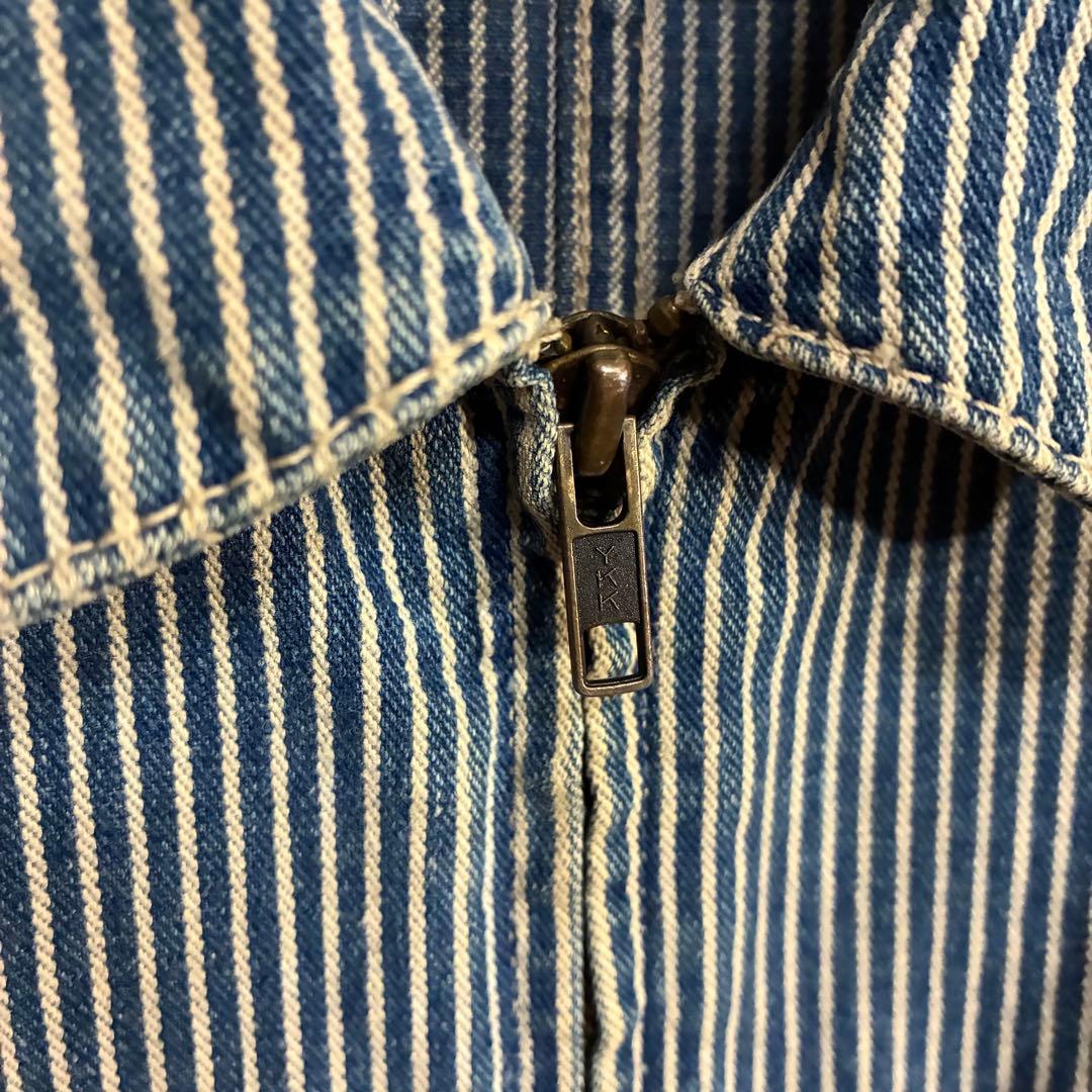 【三つ星タグ90s】ダブルアールエル　ヒッコリーストライプ　ワークジャケット　L