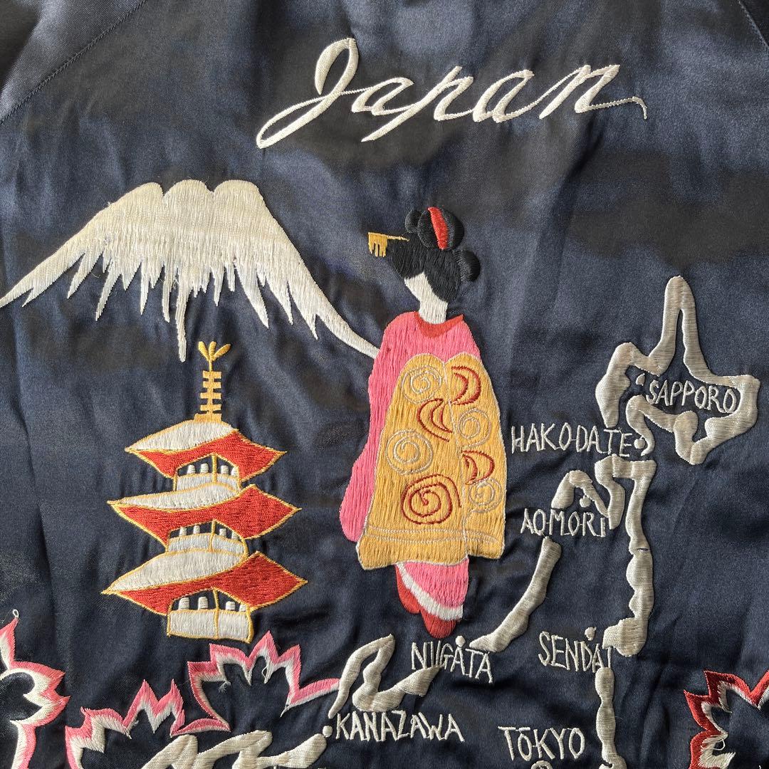 テーラー東洋 スカジャン 鷲　芸者　刺繍 スカジャン リバーシブル　L 漢