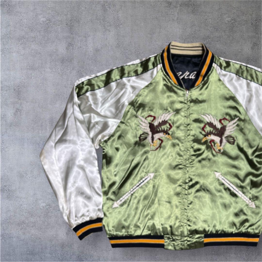 テーラー東洋 スカジャン 鷲　芸者　刺繍 スカジャン リバーシブル　L 漢