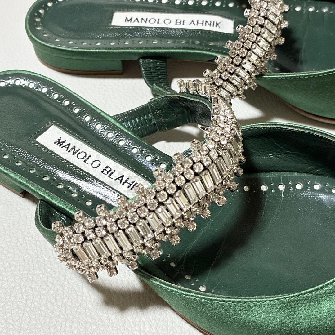 MANOLOBLAHNIK マノロブラニク クリスタル フラット パンプス 37