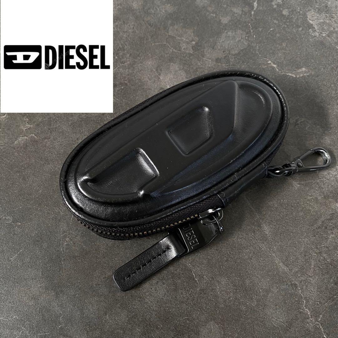 ディーゼル ミニ財布 ブラック オーバルD ポーチ レザー 本革 ロゴ 黒