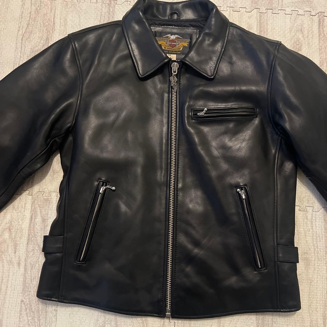 ハーレーダビットソン シングルライダース 牛革 ブラック　L