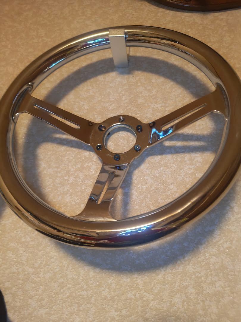 クロムメッキ 3スポーク ステアリングホイール