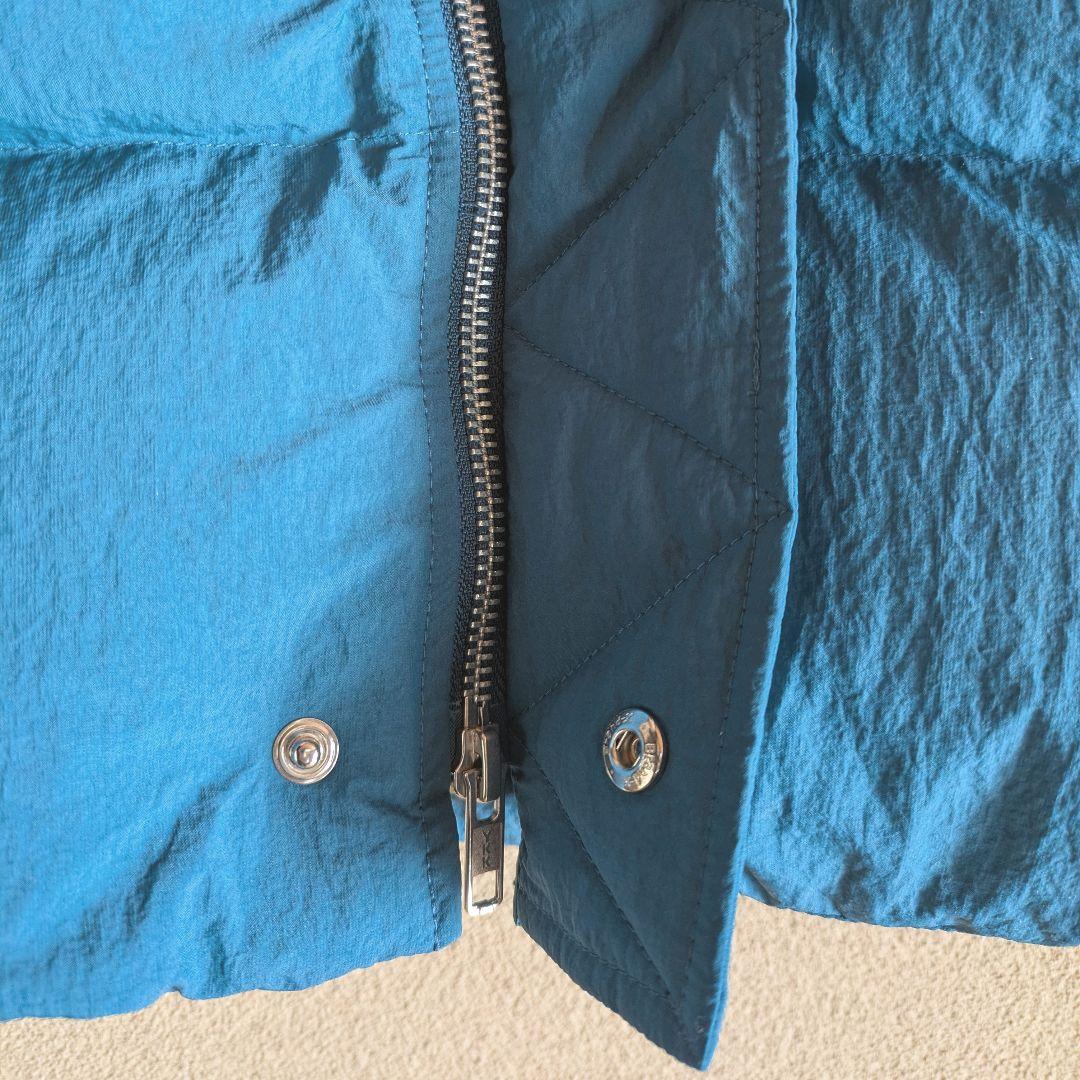 UN3D. ターコイズ 青 キルティングダウンベスト Wジッパー フード付