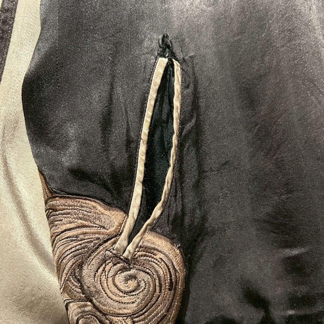 花旅楽団 リバーシブル レーヨンサテン スカジャン 獅子と雲 XL