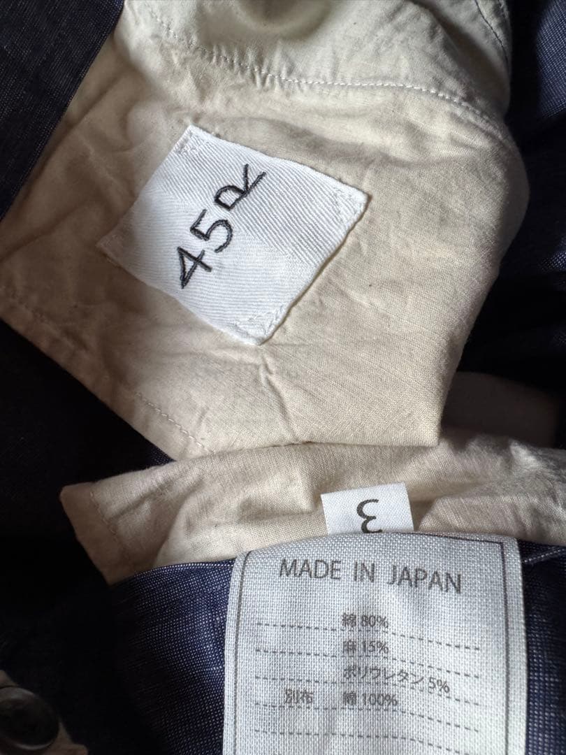 日本製 45R フォーティファイブアール リネンコットンブレンドパンツネイビー3
