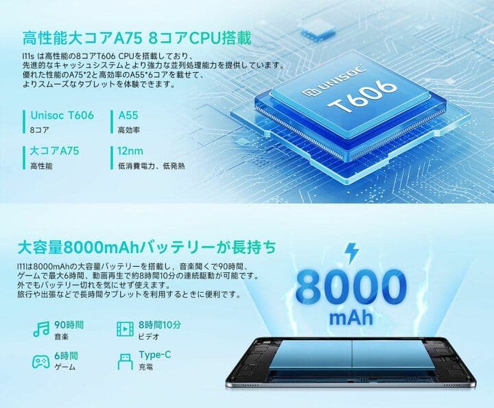 Android15 タブレット IPS大画面 TDDIタッチスクリーン】bmax