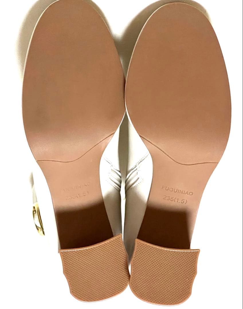 ☆新品未使用☆本革 ショートブーツ 牛革 アイボリー レディース23.5cm