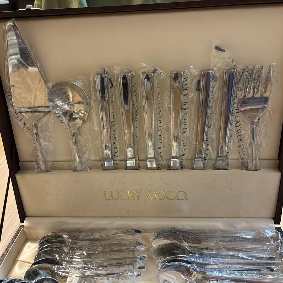 ラッキーウッド　カトラリー53本　ステンレス　18-12 6客セット