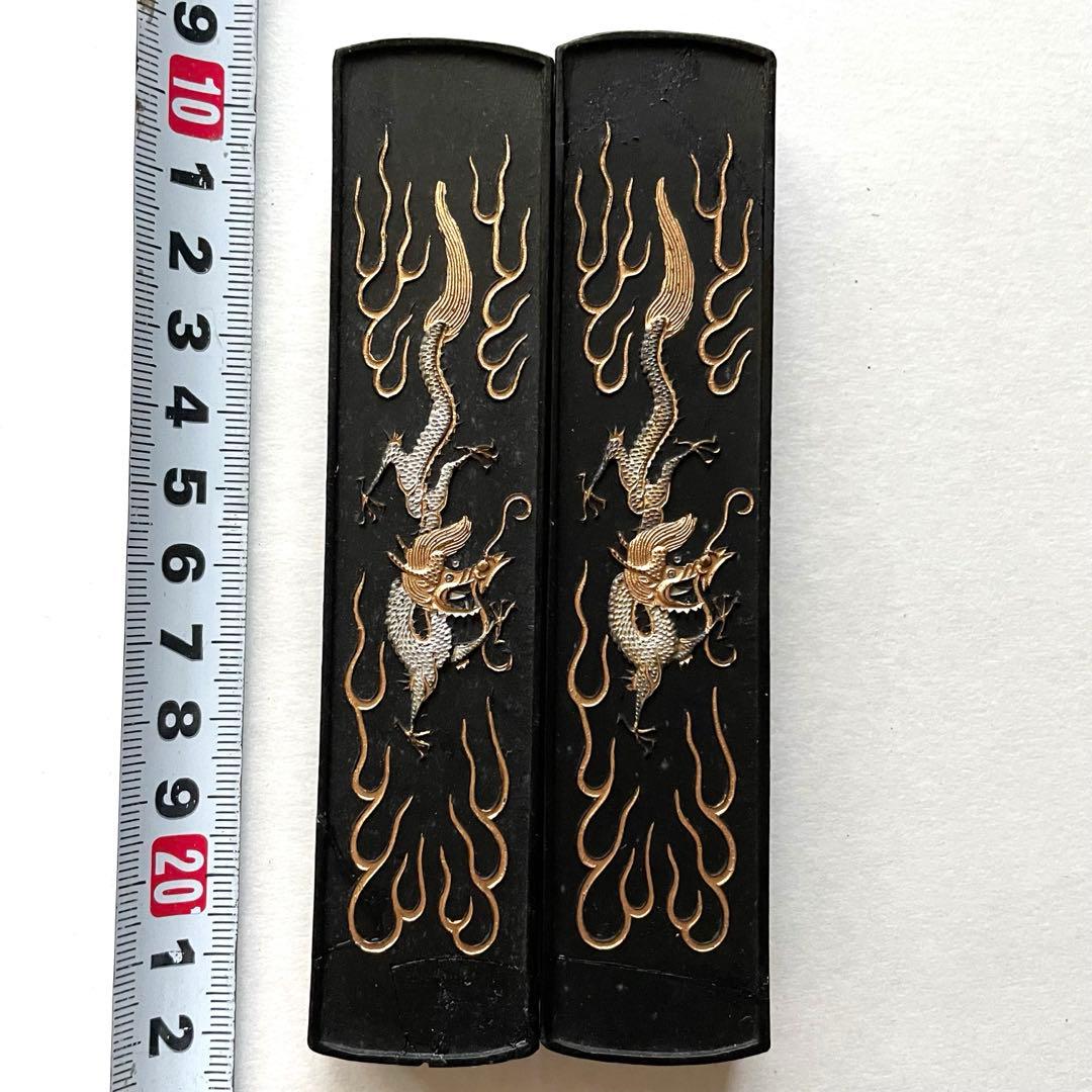 書道具　中国古墨　古隃糜 徽歙曹素功 頂煙 2本 127g ワレあり