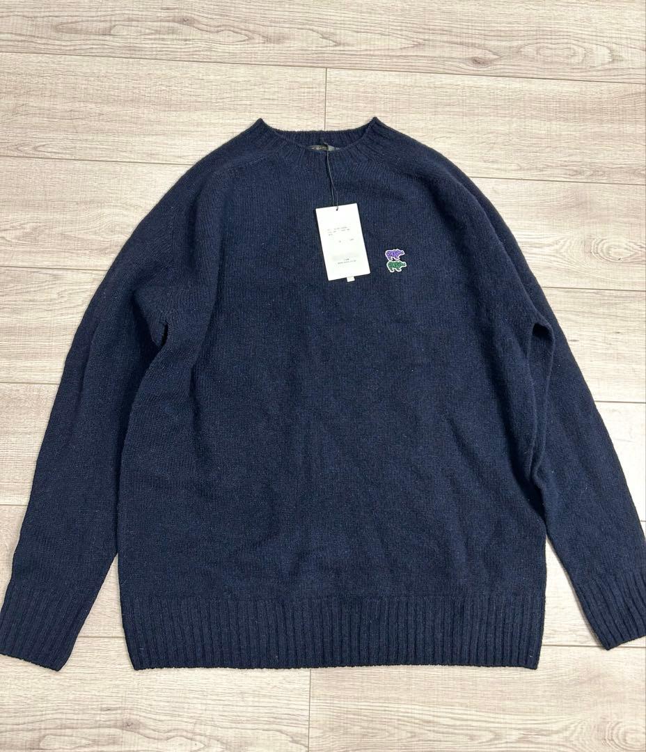 【新品タグ付】サイベーシックス ウールニット 紺 38 ダブルワッペン　日本製