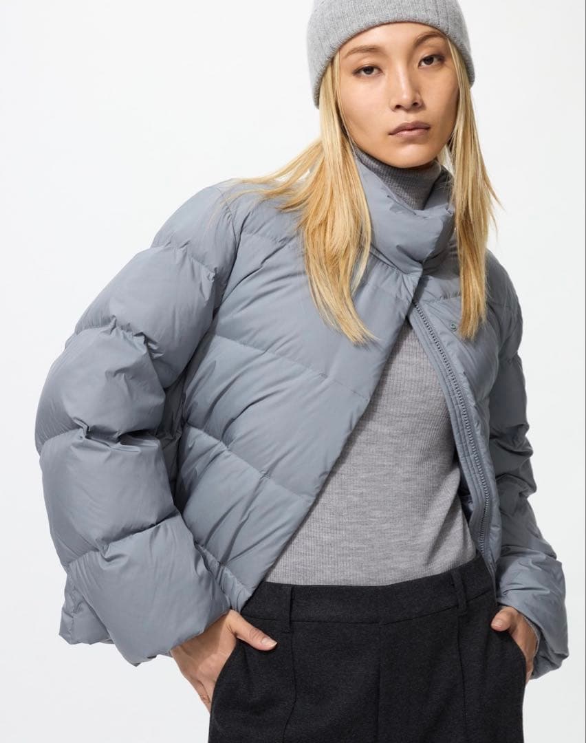 新品　ユニクロ　パウダーソフトダウンジャケット　ブルーＸＬ