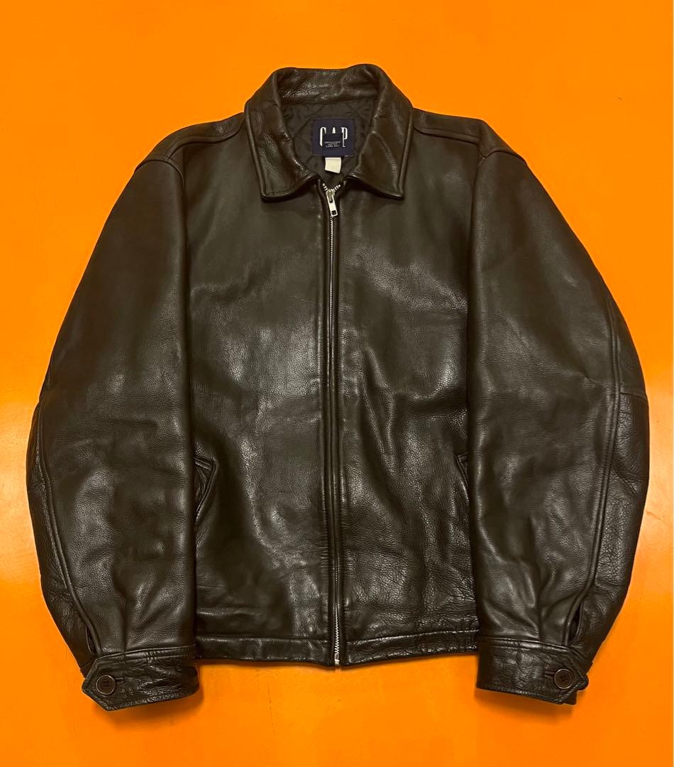 OLD GAP Sサイズ レザー ジャケット ブルゾン アルミジップ 90s