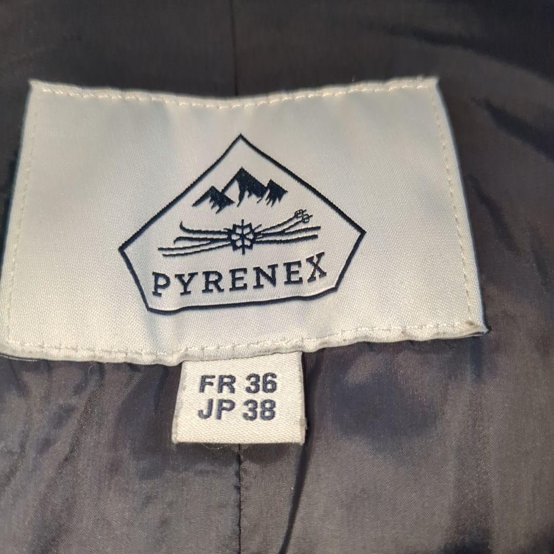 極美品 ピレネックス ボルドー ダウンジャケット ラクーンファー ブラック 38