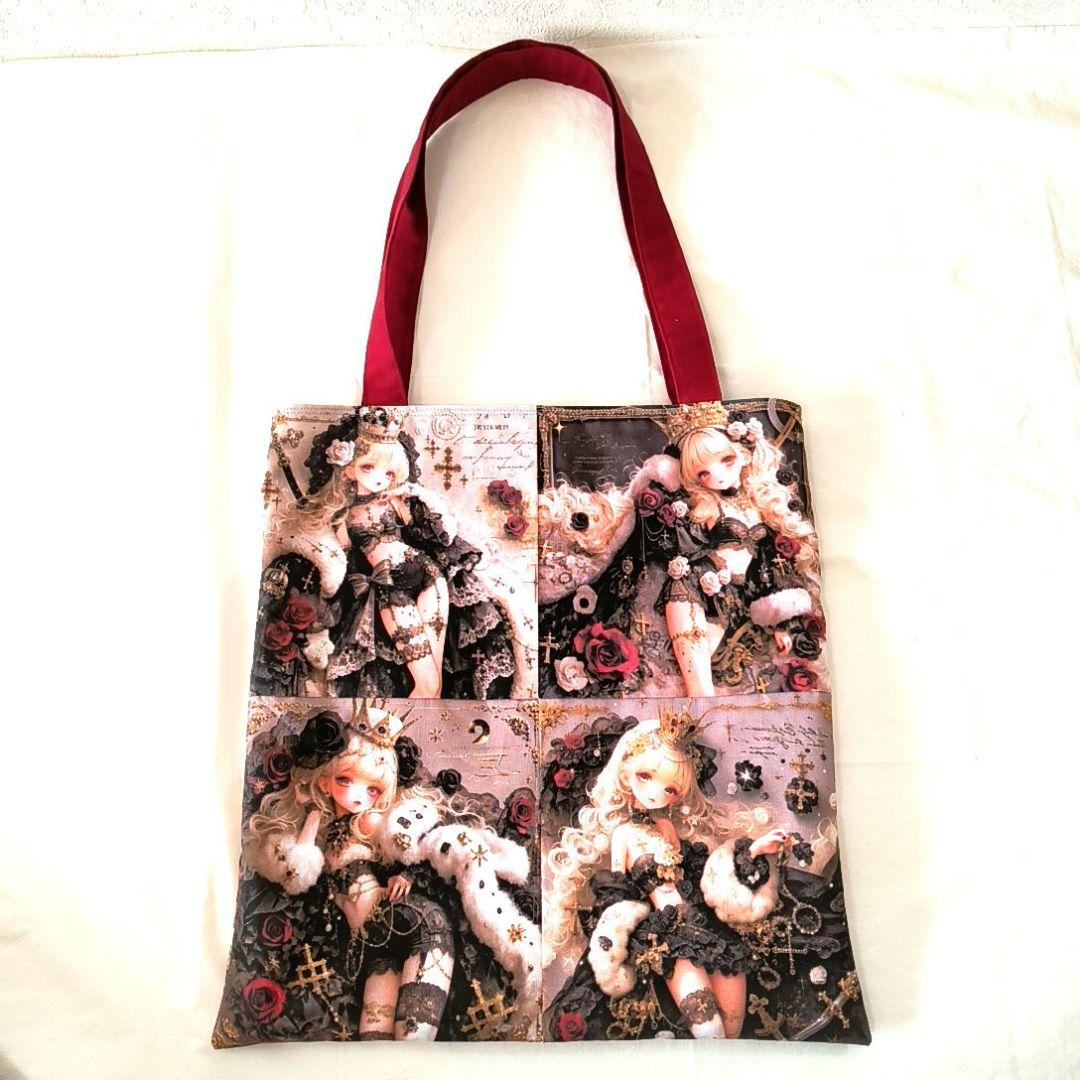 La luna様】ハンドメイドオーダー★男女猫兎★大容量フラットトートバッグ3点