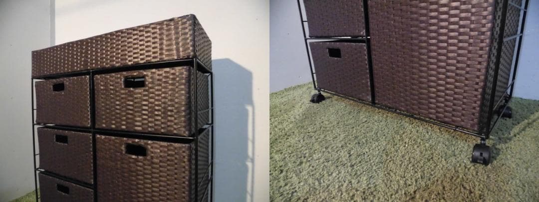 アウトレット【送料無料・新品】ラタン風★サニタリー★ワイドランドリーチェスト