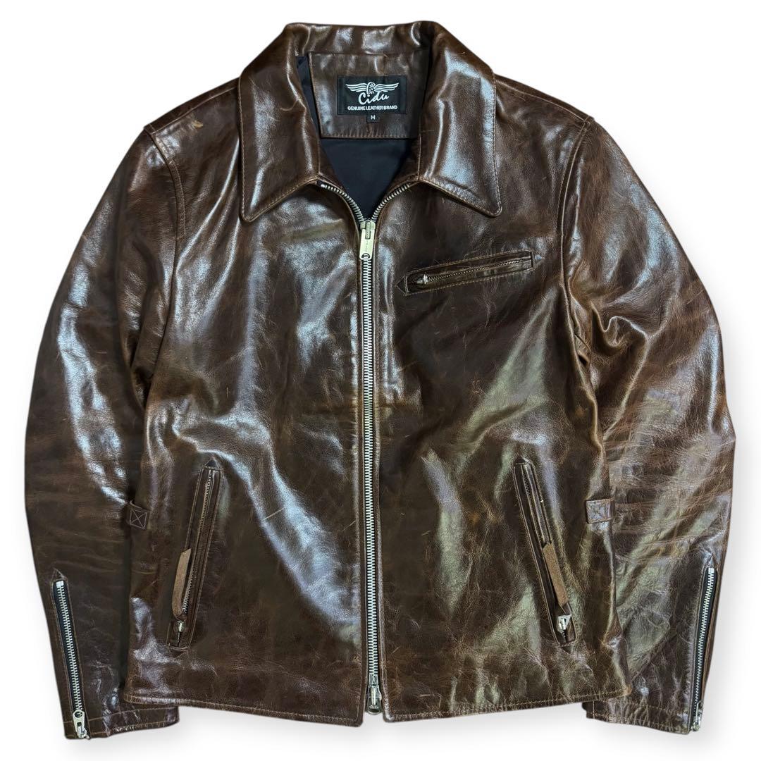 雰囲気抜群 CIDU 復刻 レザー スポーツジャケット デカTALON サイズM