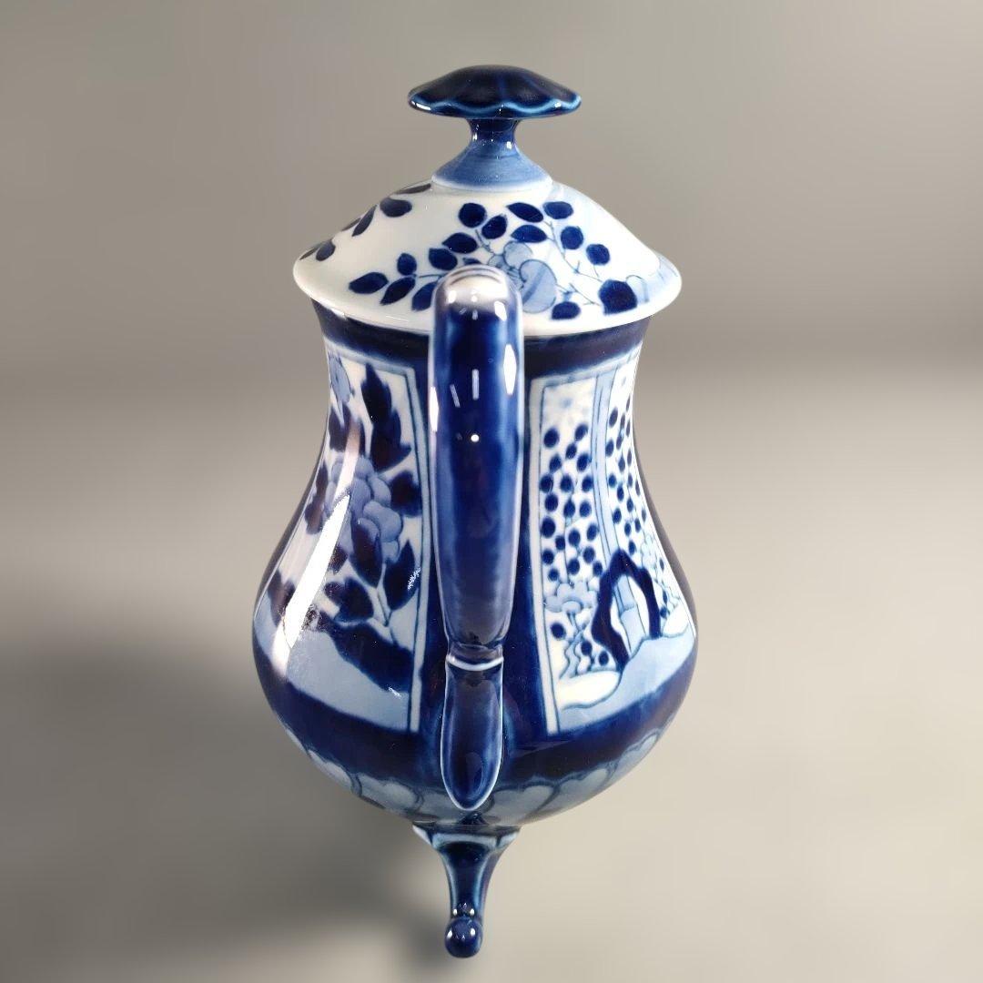 A1352-9/有田焼/深川製磁/染付花唐草文VOCポット/茶器/茶道具/煎茶器