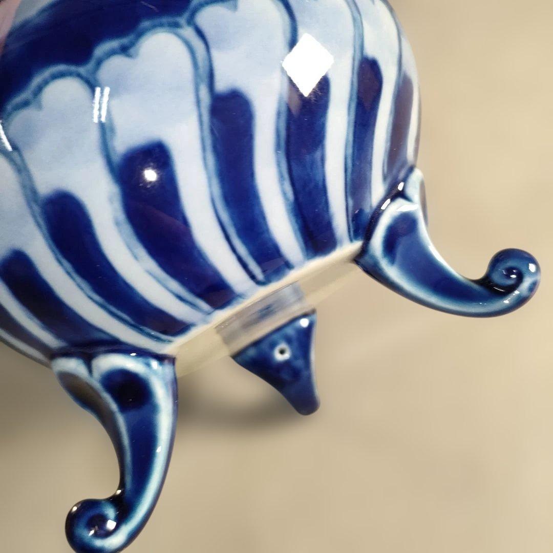 A1352-9/有田焼/深川製磁/染付花唐草文VOCポット/茶器/茶道具/煎茶器