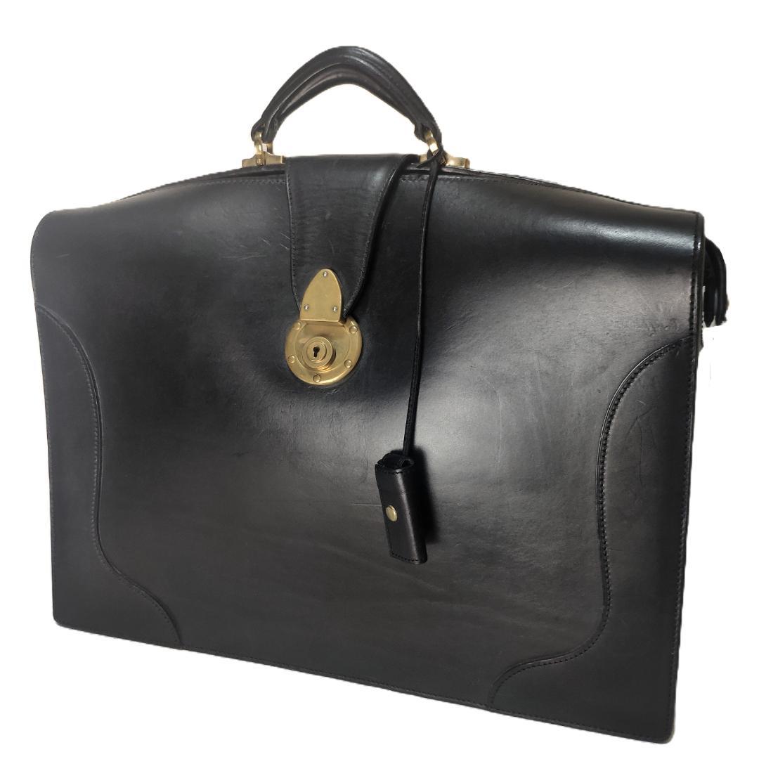 万双 ダレス バック 二つマチ カギ ブライドルレザー ビジネス ブリーフ 本革