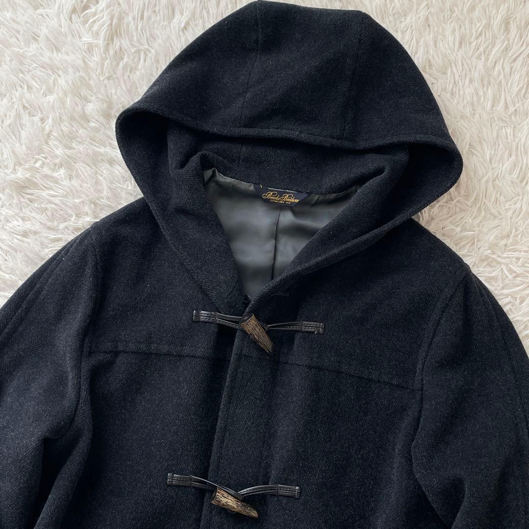 美品 ブルックスブラザーズ モヘア ダッフルコート ヘリンボーン ネイビー