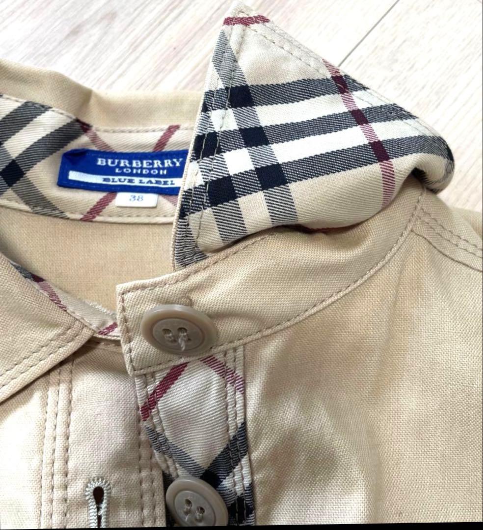 バーバリーブルーレーベル ノースリーブ ワンピース ノバチェック ベルトリネン混