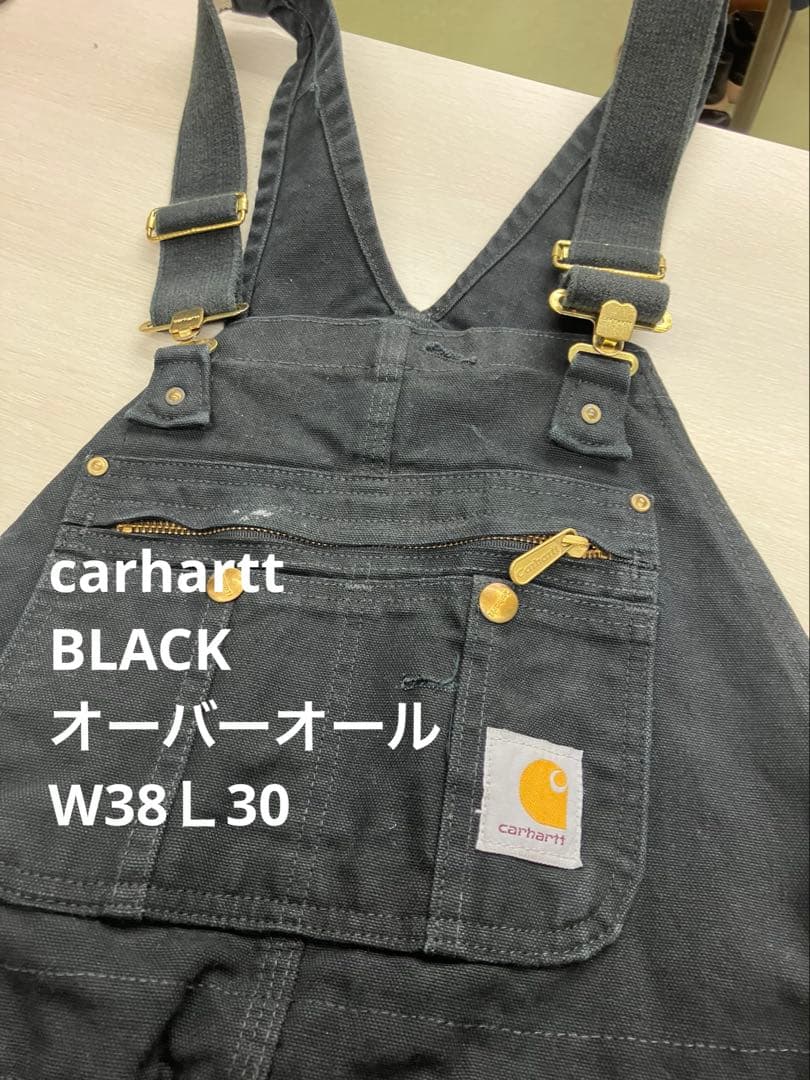 carhartt BLACKオーバーオール　ダブルニー仕様　W38Ｌ30