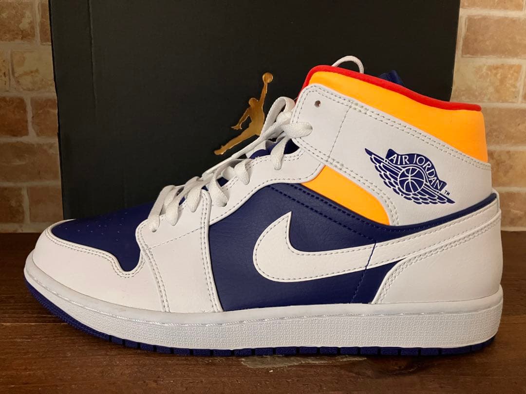 靴 NIKE AIR JORDAN 1 MID WHITE NAVY YELLOW