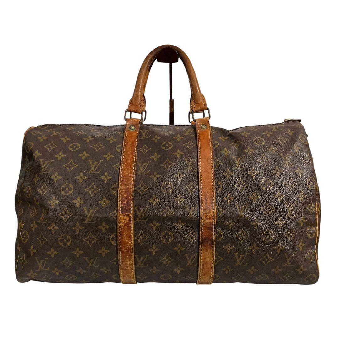鑑定済　ルイヴィトン　キーポル50　モノグラム　ボストンバッグ　ブラウン　旅行用