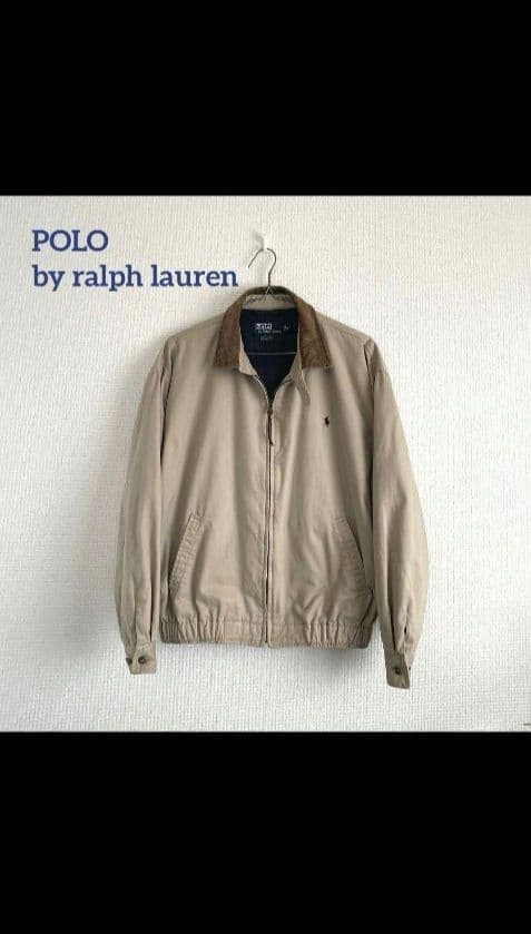 ラルフローレン　スイングトップ　短丈　襟コーデュロイ　ベージュ　裏地チェック