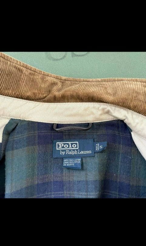 ラルフローレン　スイングトップ　短丈　襟コーデュロイ　ベージュ　裏地チェック
