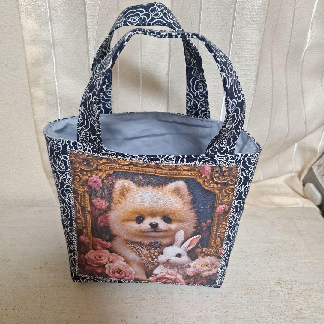 激レアポメラニアンパネル生地　ハンドメイド　ミニバック