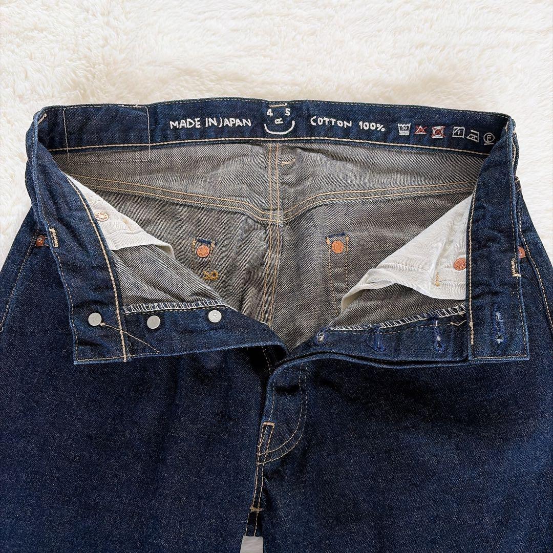 美品【45R】再び6.5空比古比女 デニムパンツ セルビッジ ボタンフライ 30