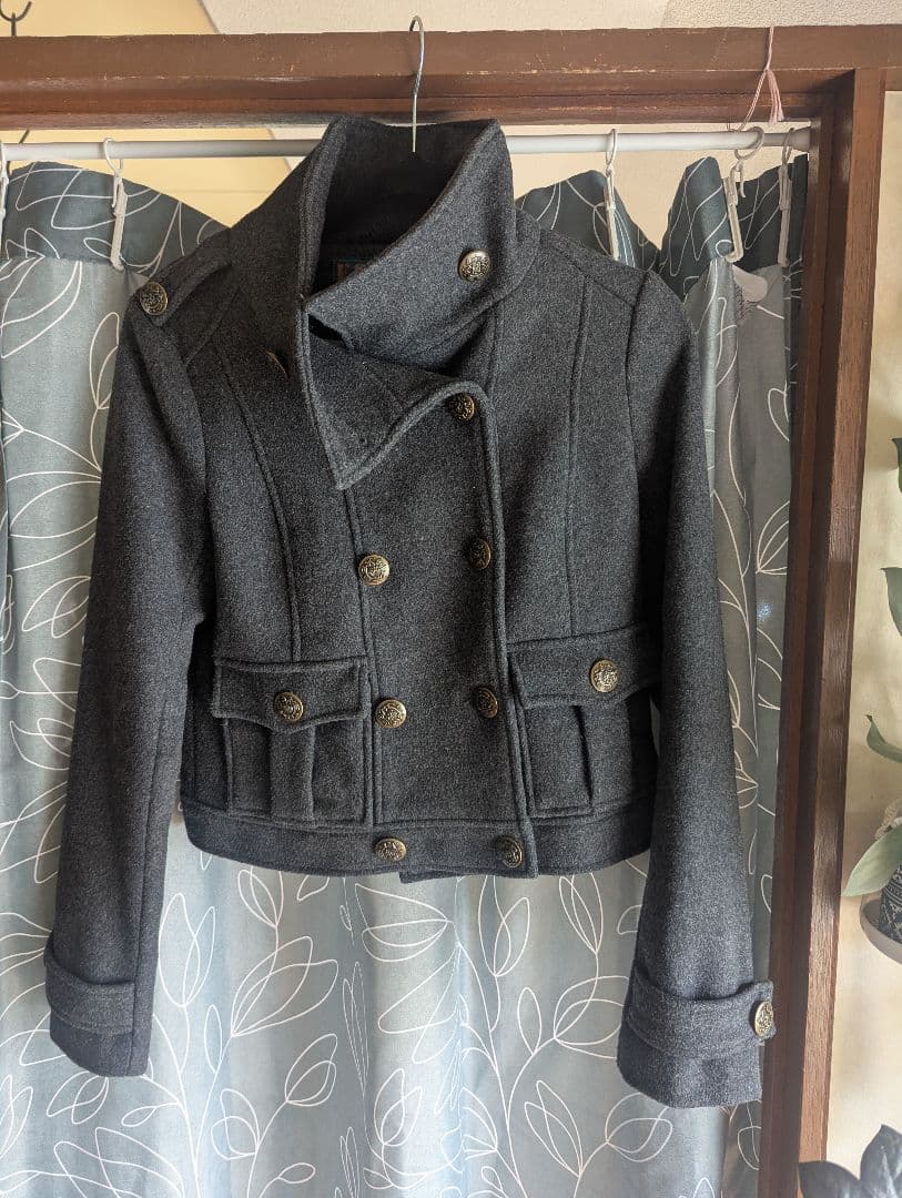 ウール混紡 ミリタリージャケット グレー