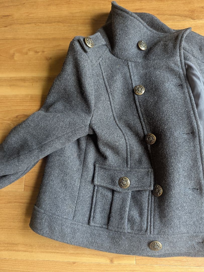 ウール混紡 ミリタリージャケット グレー