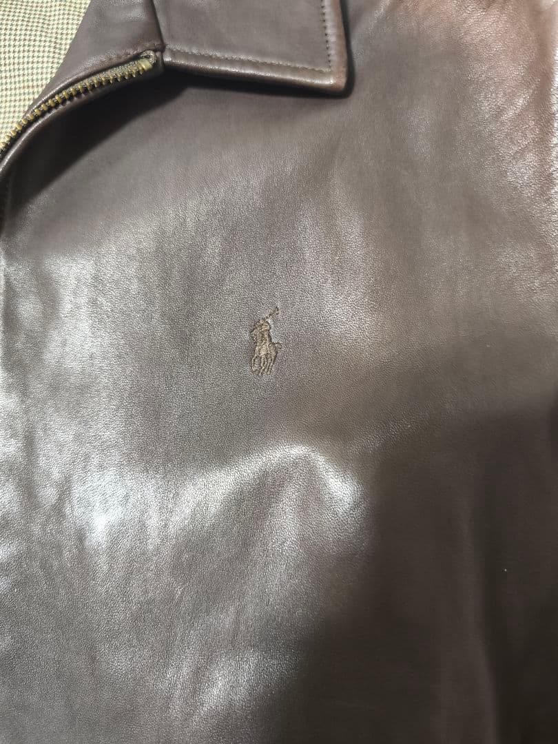 90s ポロラルフローレン スウィングトップ ラムレザー 羊革 M ジャケット