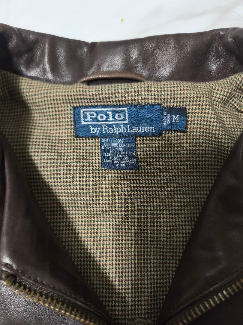 90s ポロラルフローレン スウィングトップ ラムレザー 羊革 M ジャケット